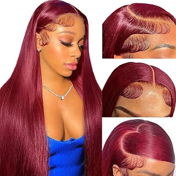 99J Burgundy 13x4 Lace Front Human Hair Wigs 