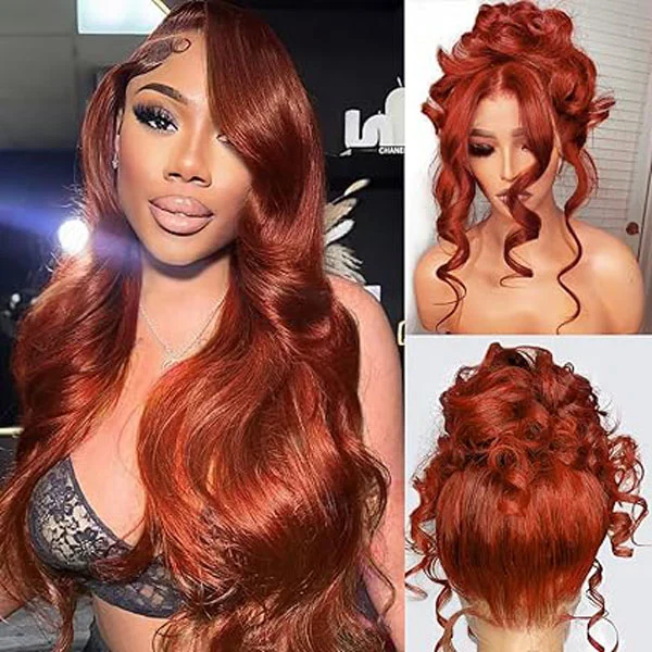  Reddish Brown 360 Lace Front Wigs Human Hair Body Wave