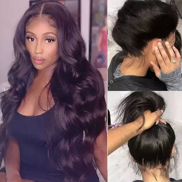 Full Lace Wig Body Wave Natural Black Human Hair Wig