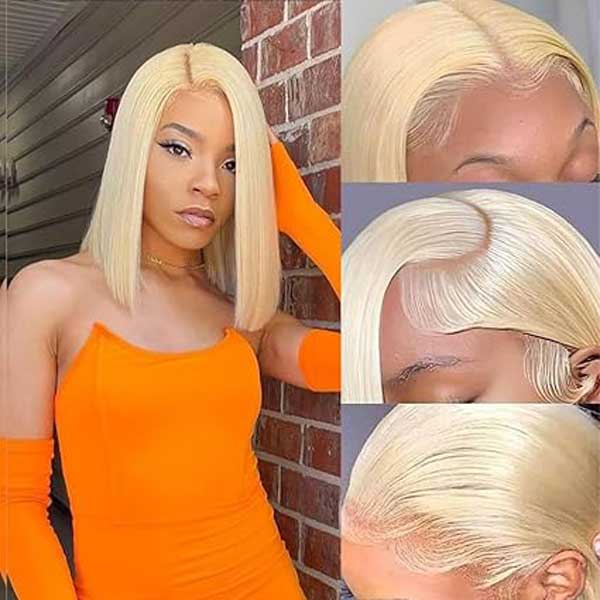 Straight Bob Wig Human Hair 613 13X4 Lace Front Wig 