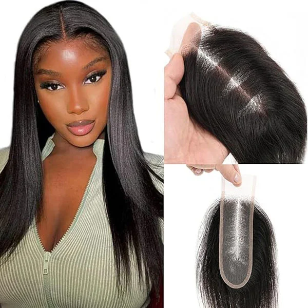  2x6 Lace Closure Straight 100% Human Hair Deep Middle Part