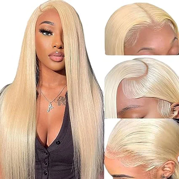 613 Blonde Lace Front Wig Human Hair 13x4 HD Straight Wigs 