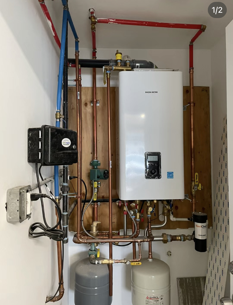 navien tankless water heater boiler combo install