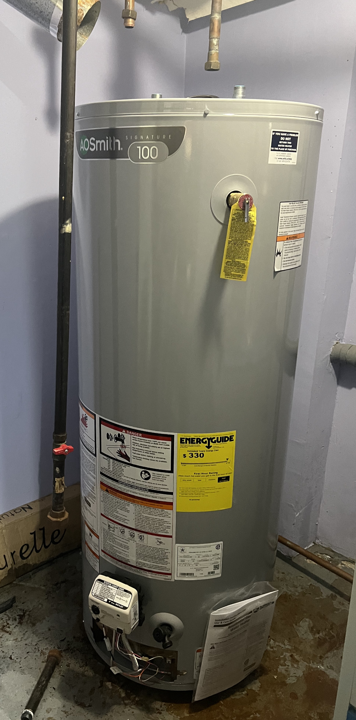 Ao Smith 50  Gallon Water heater tank replacement